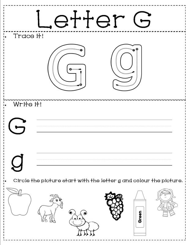 Letter G Kindergarten Worksheet